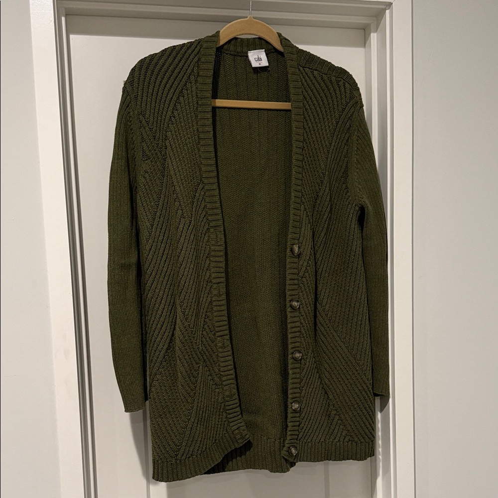 Cabi Olive Green Knit Cardigan